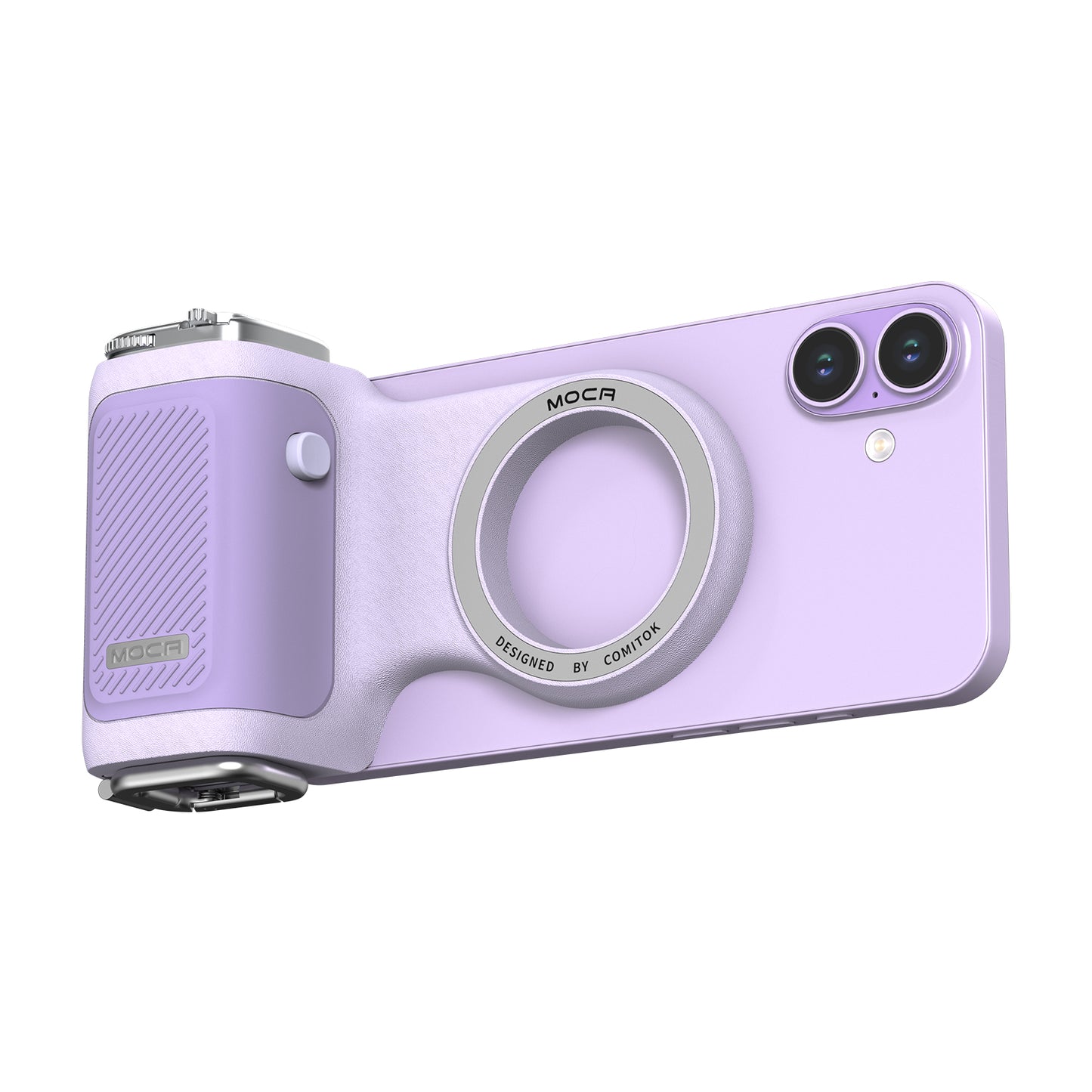 Comitok-Moca Phone Grip Handle for iOS 26+, Control Camera Switching & Focus, Compatible with Magnetic Phones, Portable & Easy Storage