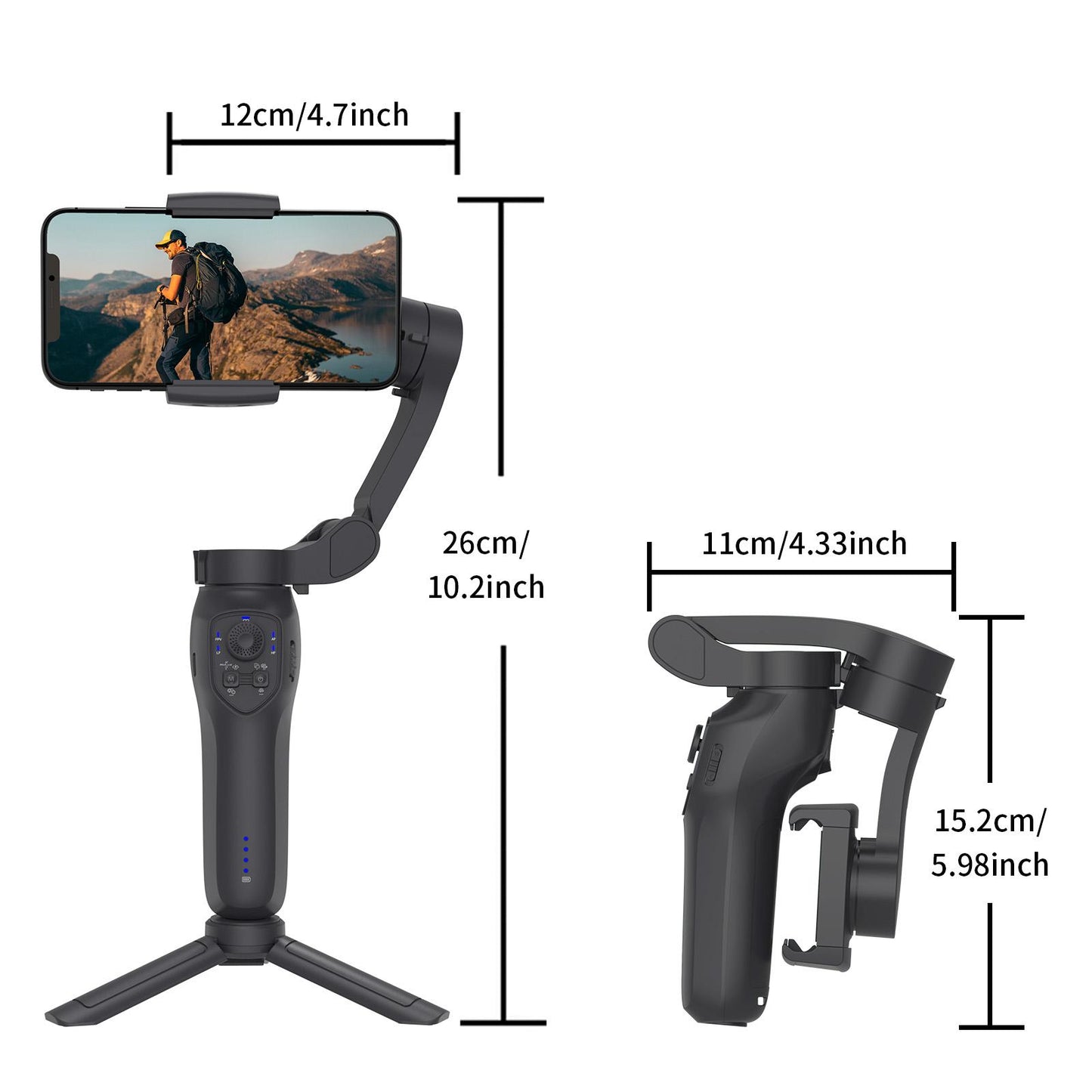 Comitok L7C Pro AI Tracking&RGB LED Light, Gimbal Stabilizer for TikTokers/Youtubers, Handheld Phone Gimbal with Magnetic AI Active Tracking, Foldable Phone Stabilizer for Video Recording, for iPhone& Android, Vlogging