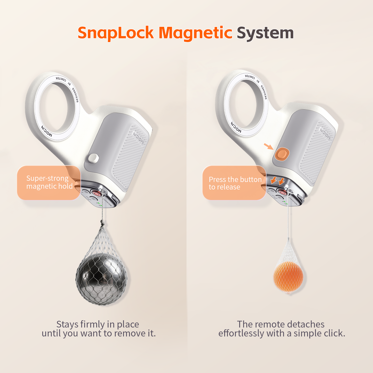 Comitok-Moca Phone Grip Handle for iOS 26+, Control Camera Switching & Focus, Compatible with Magnetic Phones, Portable & Easy Storage