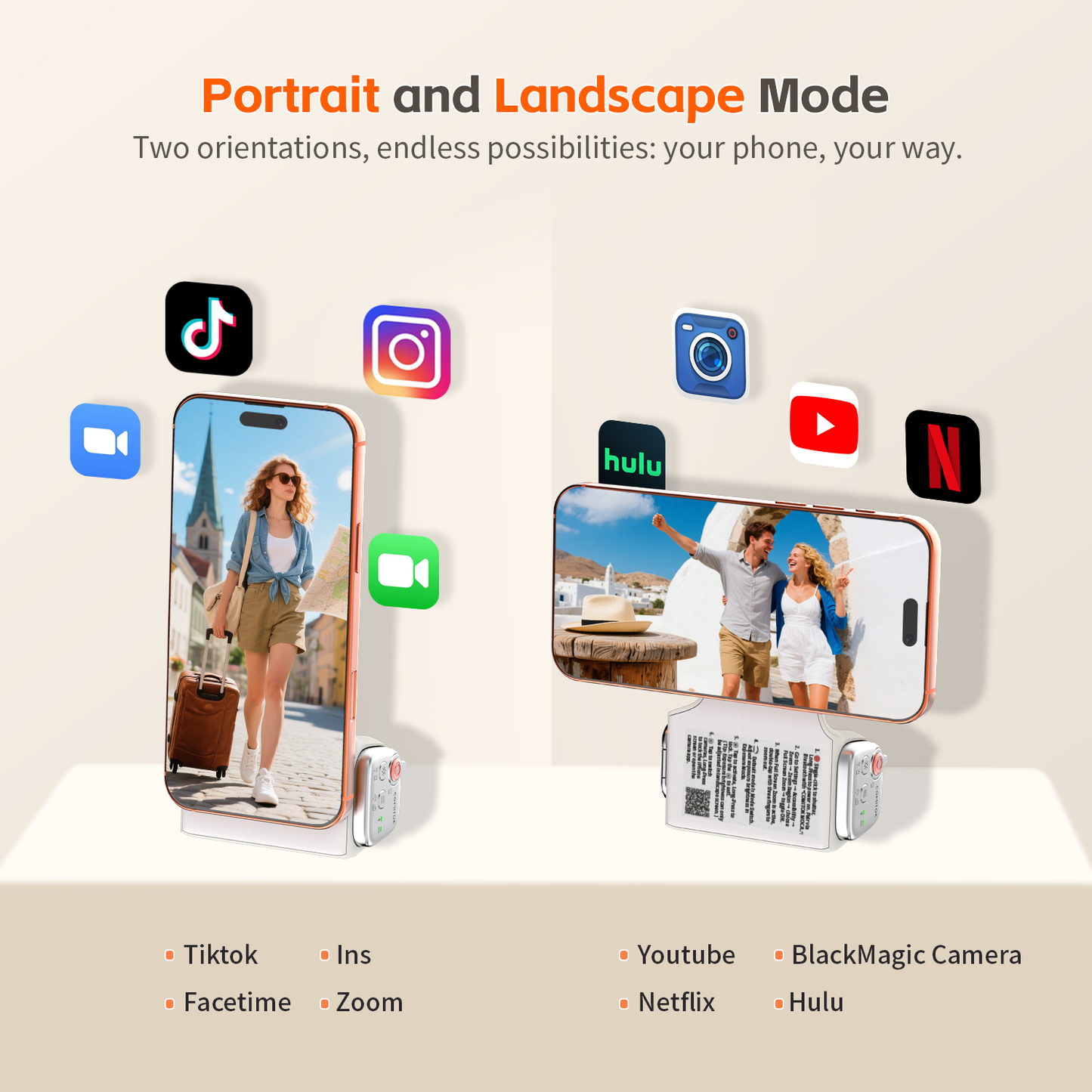 Comitok-Moca Phone Grip Handle for iOS 26+, Control Camera Switching & Focus, Compatible with Magnetic Phones, Portable & Easy Storage